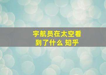 宇航员在太空看到了什么 知乎